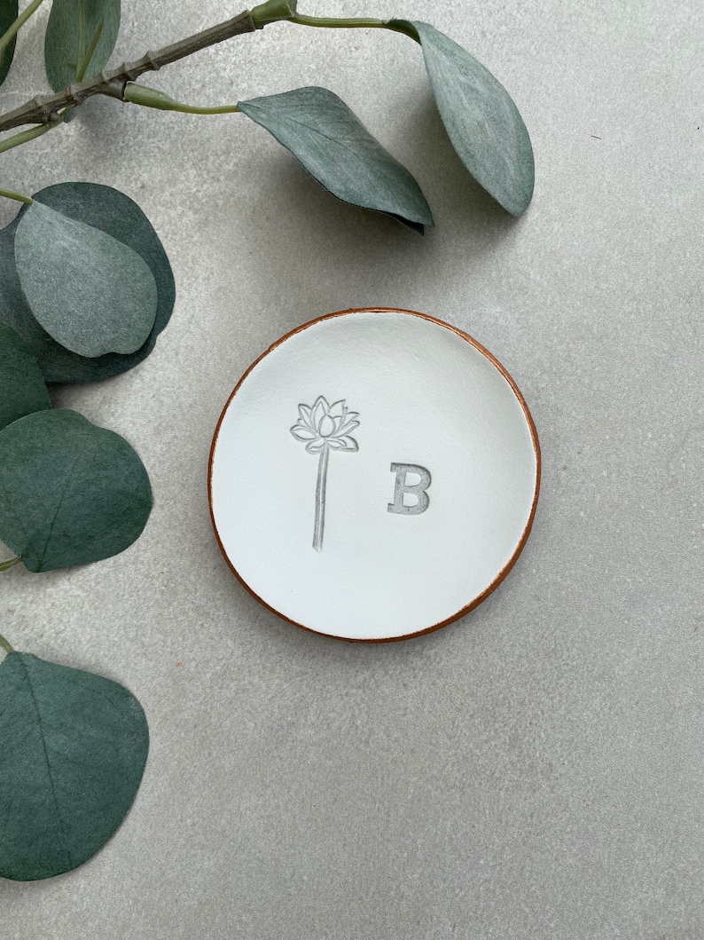 Personalised Ring Dish/ Wedding ring dish/ Wild Flowers personalised gift/ gifts for her/ ring holder image 3