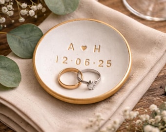 Engagement Ring Dish personalised Handmade Initials & Date wedding gifts and bride gifts