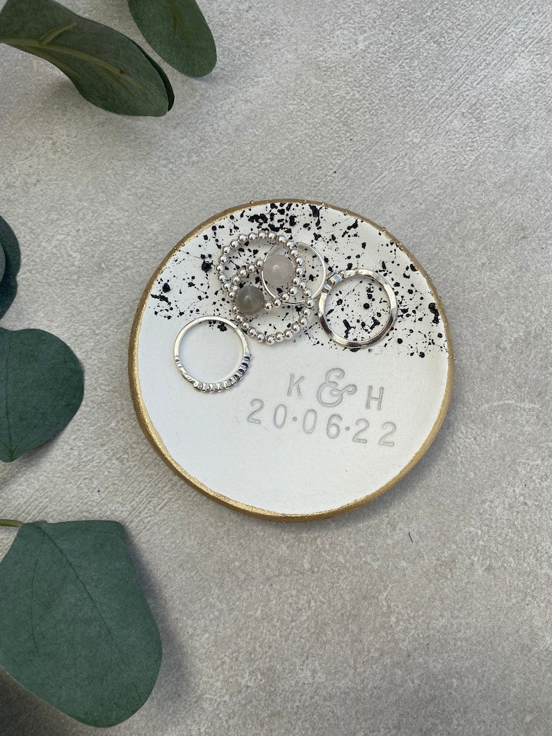 Engagement Ring Dish, Personalised gifts, Wedding ring holder// couples gift // Anniversary gift image 3