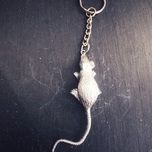 Mouse/Rat keyring // Mouse gift // Silver painted Mouse/Rat keyring // Rat gift