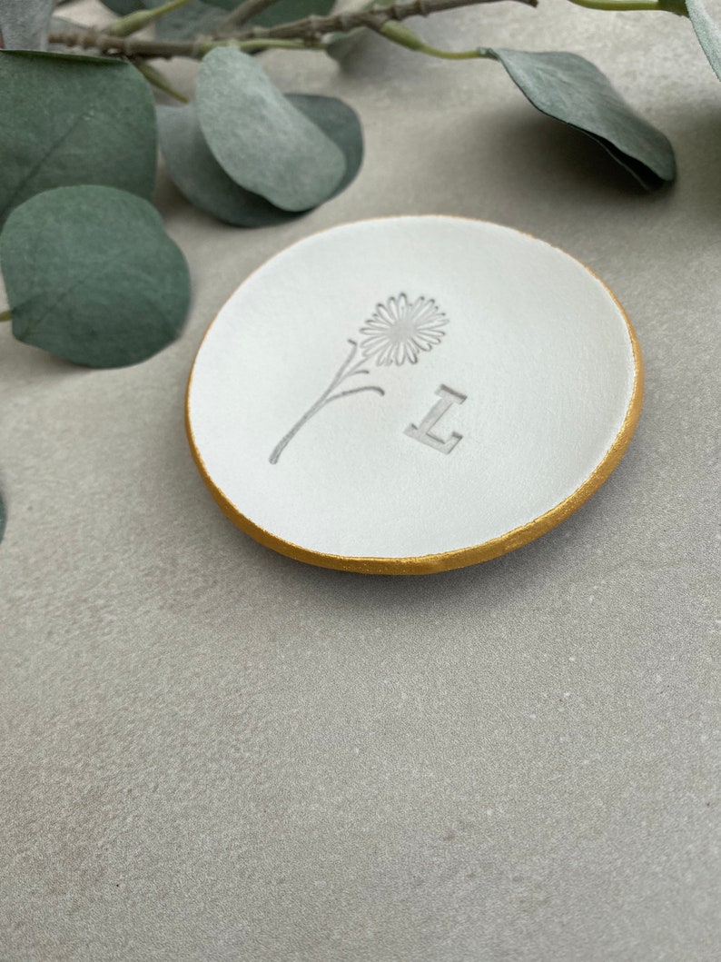 Personalised Ring Dish/ Wedding ring dish/ Wild Flowers personalised gift/ gifts for her/ ring holder image 4