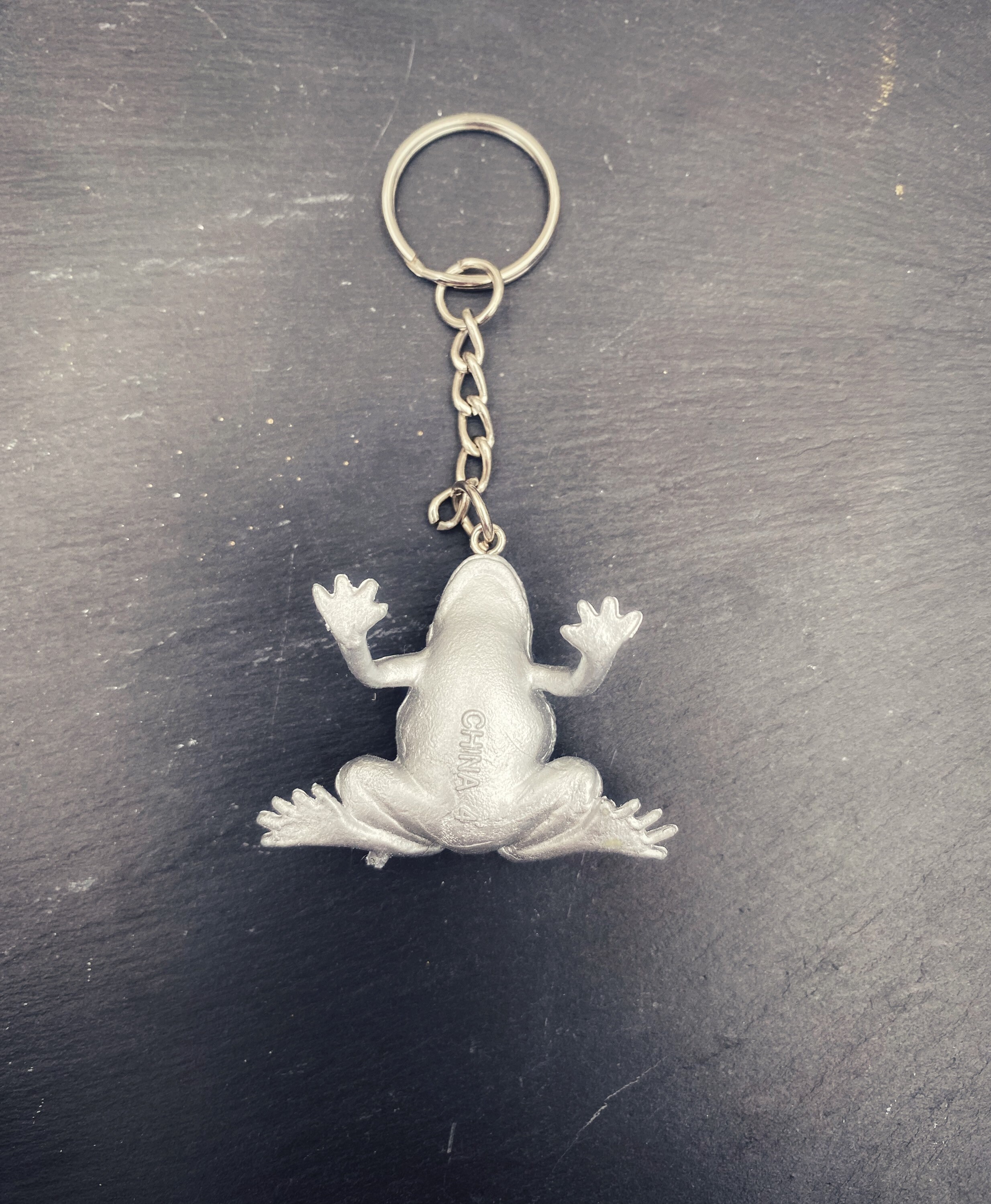 Frog keyring // Frog gift // Silver painted Frog keyring Etsy