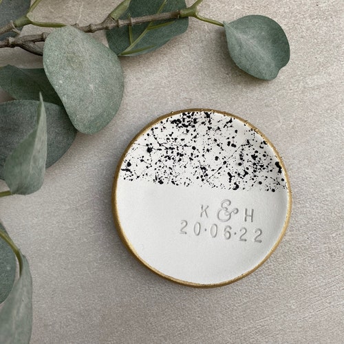 Personalized Clay Ring Dish, Engagement Wedding Gift