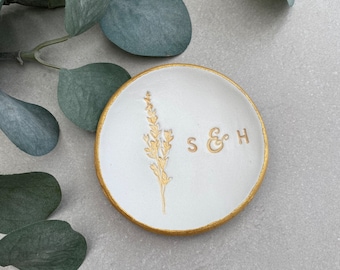 Personalized Clay Ring Dish, Rustic Wedding Anniversary Gift