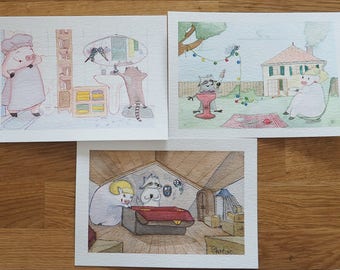 Watercolor - Unusual Roomates - Decoration for children