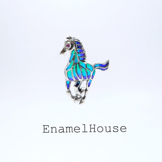 Mustangs Enameled Silver Plated Pin