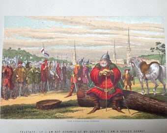 Antique Chromolithograph plate print by drawn and etched by George Cruikshank 1890