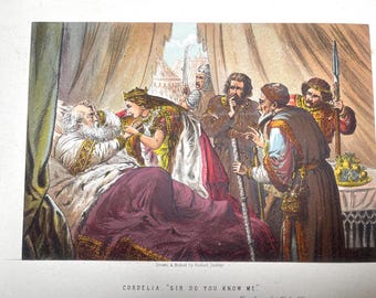 Antique Chromolithograph plate print by Robert Dudley 1890 Shakespeare