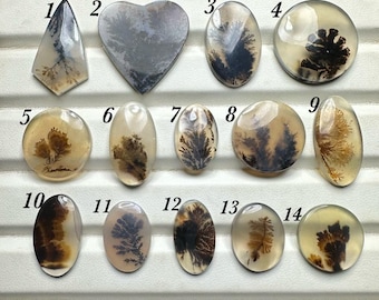 Scenic Agate Cabochon; Natural Dendritic Inclusion Loose Gemstone