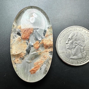 Oval 62.75 Ct Lodolite Quartz Cabochon: Garden Quartz Gemstone (43x22mm)