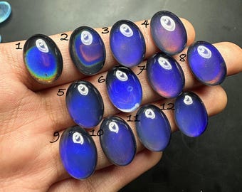 Thermochromic Synthetic Cabochon; Color Changing Blue, Purple, Orange Lab Created Cabochons