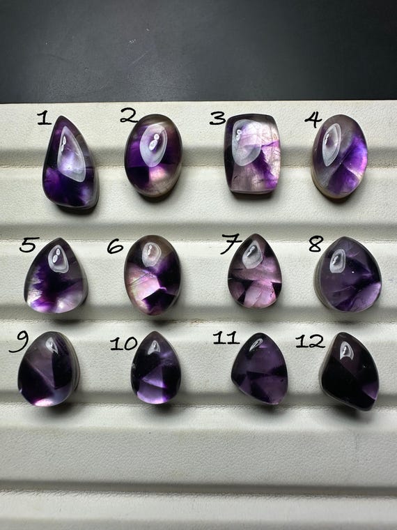 Trapiche Amethyst flashy Cabochon Backed with Mother of Pearl (MOP) for one of a kind