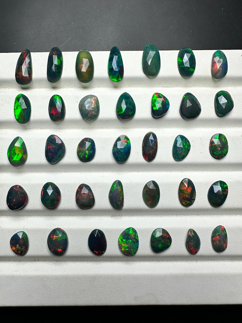black ethiopian opal smoked rosecuts