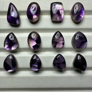natural purple trapiche amethyst loose cabochon backed with mop