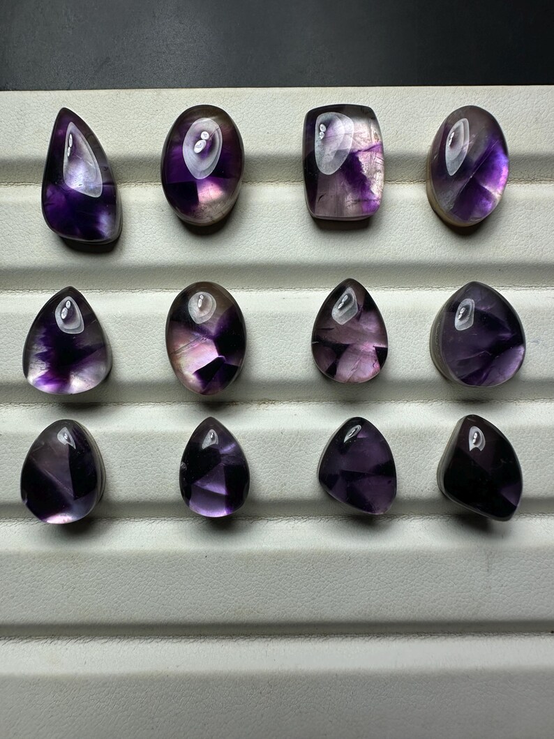 natural purple trapiche amethyst loose cabochon backed with mop