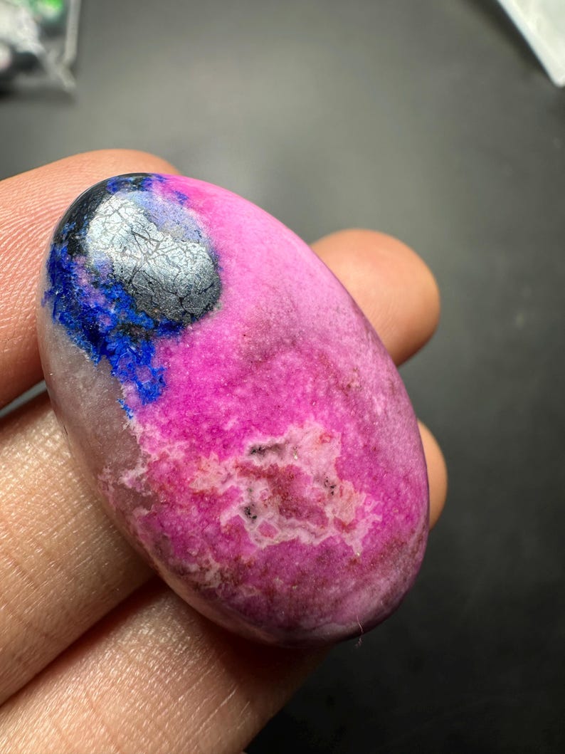 rare cobalto calcite polished cabochon
