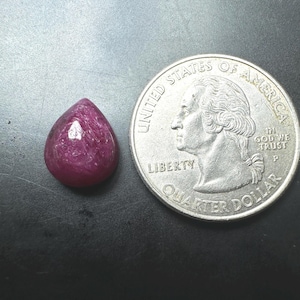 African Ruby Cabochon Pear Shape – Natural Red Loose Gemstone (6.50 Ct, 12x8mm)