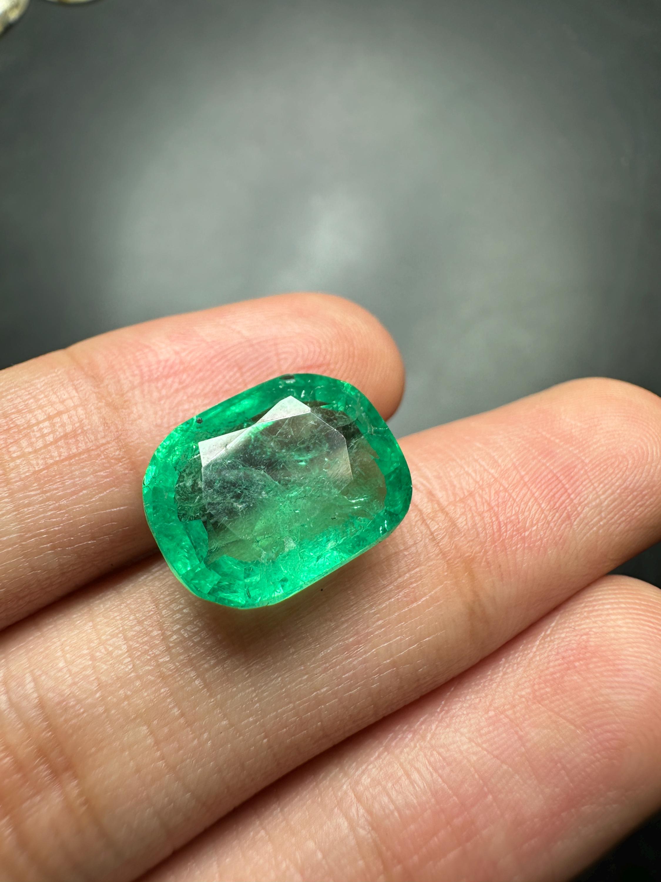 Lab Grown Zambian Emerald Gemstone; Natural Composition Green