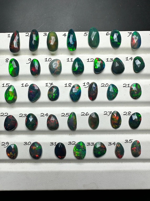 Black Ethiopian Opal Rosecuts: Multi-Fire Loose Gemstone, Smoked Opal
