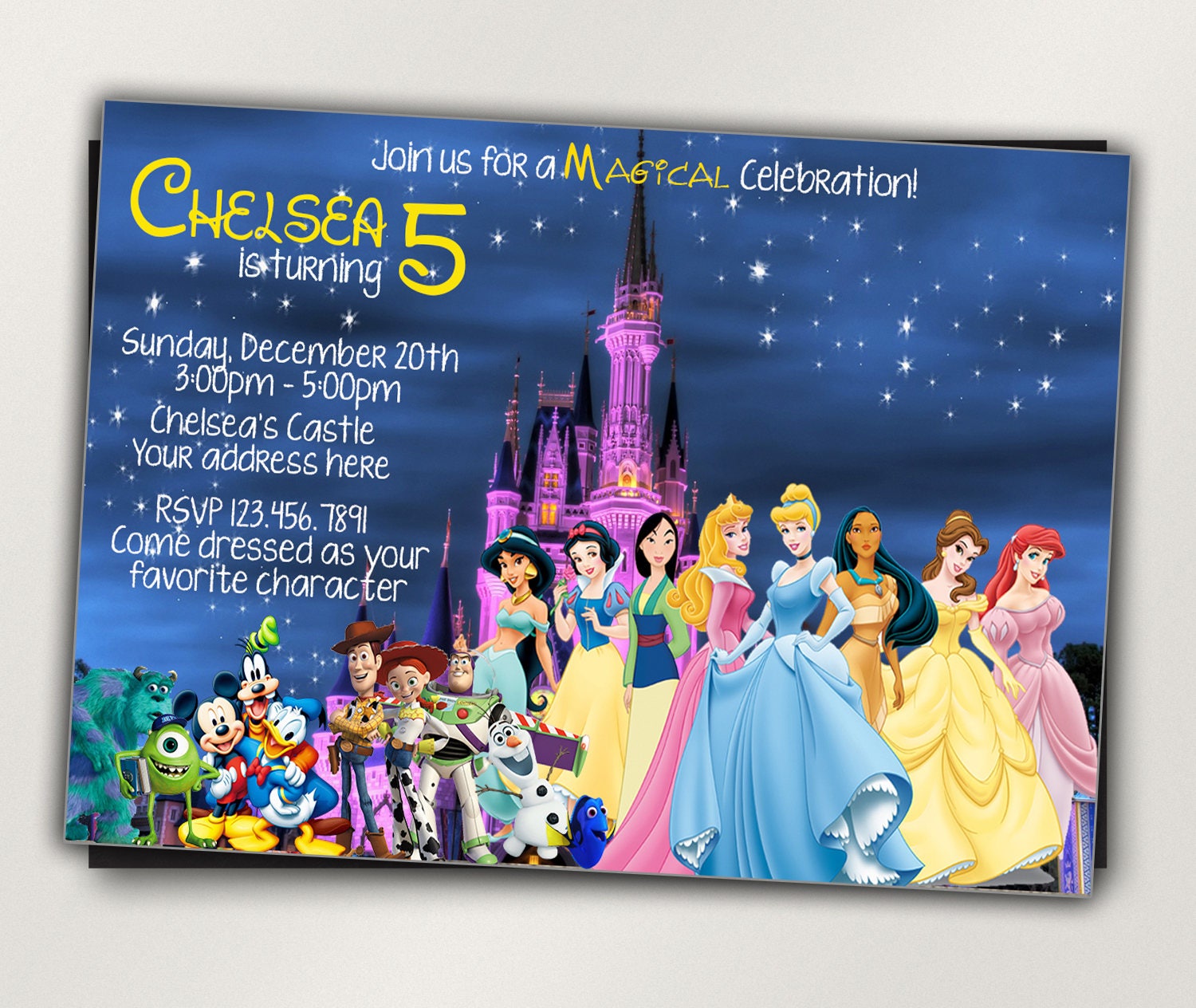 disney castle invitation disney characters invitation disney princess invites