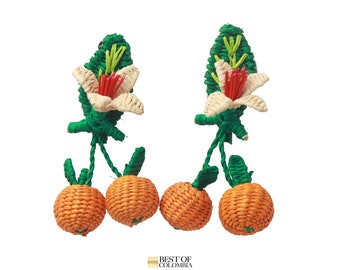 Iraca/ Straw orange Earrings