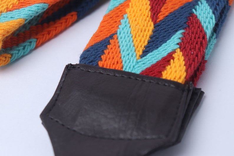 Colorfull Hand woven Removable Strap For Cameras / Clutches with Leather image 2