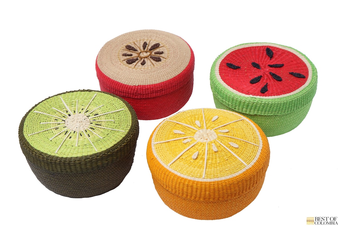 Straw Fruit Basket With Lid Hand Woven Etsy