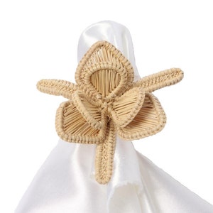 Orchidee Iraca Serviettenring natürliche Farbe handgewebte tropische Tischdekoration, Blumenserviettenhalter, Frühlingshochzeits-Gedeck, Boho-Tischakzent