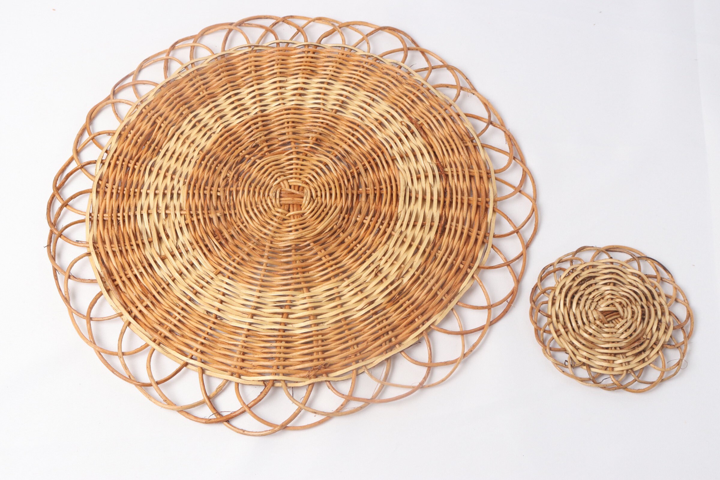 Wicker Placemat & Coaster Floral 35cm Etsy