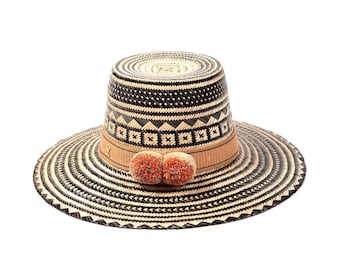 Ines Straw Hat with Pompon band - large brim