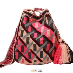 LARGE colorfull Wayuu Mochila Bag with Tassels - handwoven Crochet Premium Quality