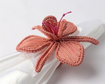 Blush Pink with Fuscia Stamens Iraca Orchid - napkin ring