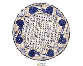 Royal Blue Caracol Iraca Straw Placemats  High Quality