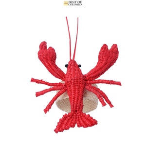 Hummer Iraca Stroh-Serviettenring - Handgewebter Küsten-Tischdekor, Serviettenhalter mit Strandmotiven, tropisches Esszubehör, Ozean-Partygeschenk