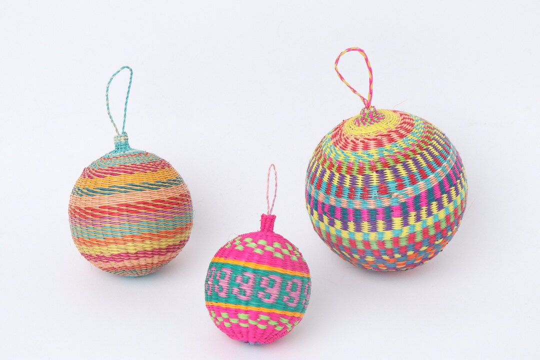 Handwoven Ornament Balls Raffia Medium , Large & Xlarge Etsy