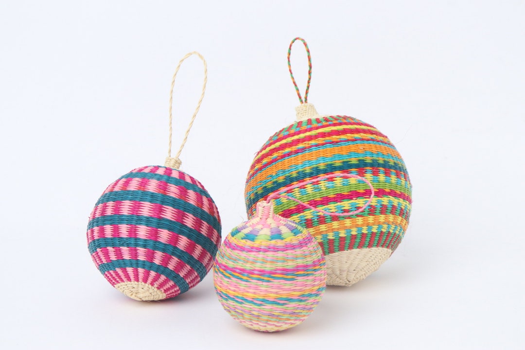 Handwoven Ornament Balls Raffia Medium , Large & Xlarge Etsy