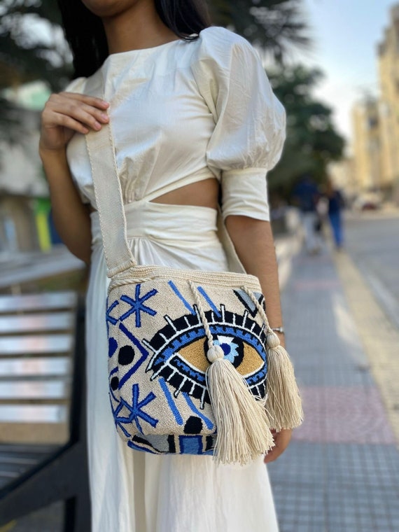 Medium Evil Eye Wayuu Bag -  Finland