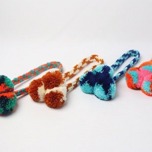 Colorfull Pompoms Straps for hats Golden White , Navy Turqouise, Pink orange Mix