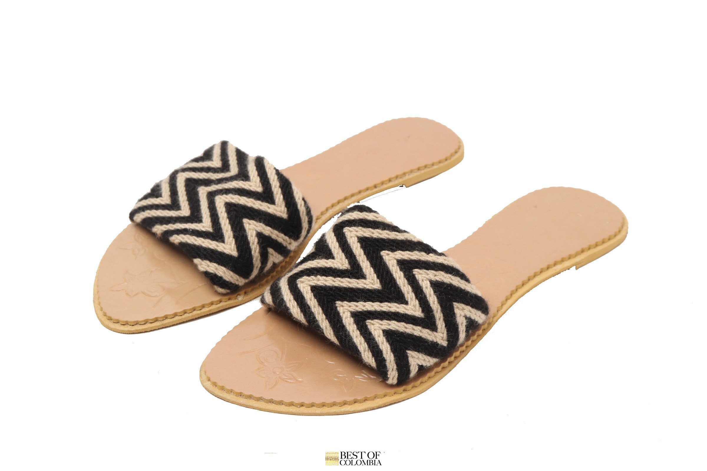 Black Beige Theme Wayuu Sandals UK
