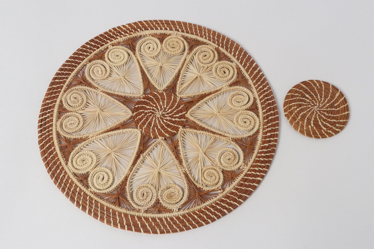 Iraca Palm Placemats With 8 Hearts All Natural & 6 Colors / Etsy