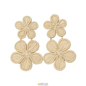 Dos Flores Iraca/Raffia Earrings