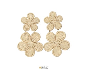 Dos Flores Iraca/Raffia Earrings