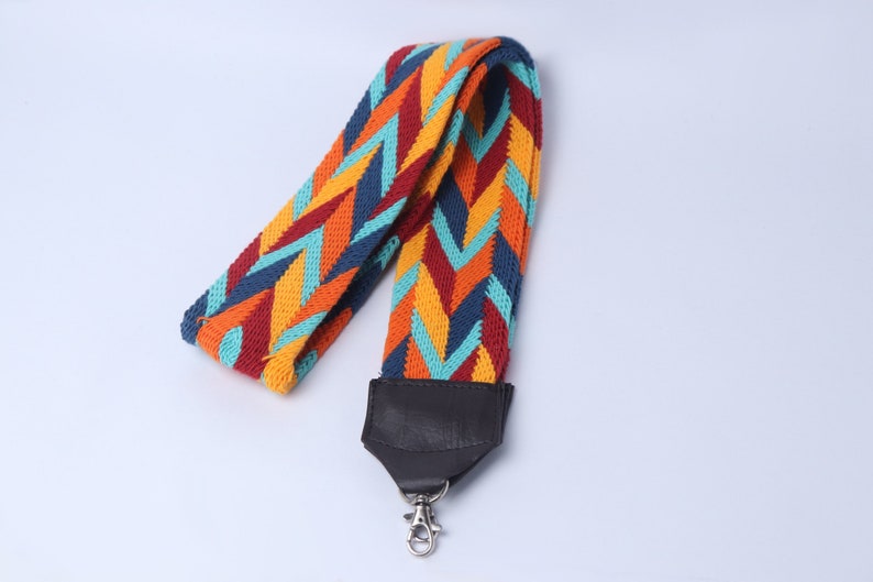 Colorfull Hand woven Removable Strap For Cameras / Clutches with Leather image 1