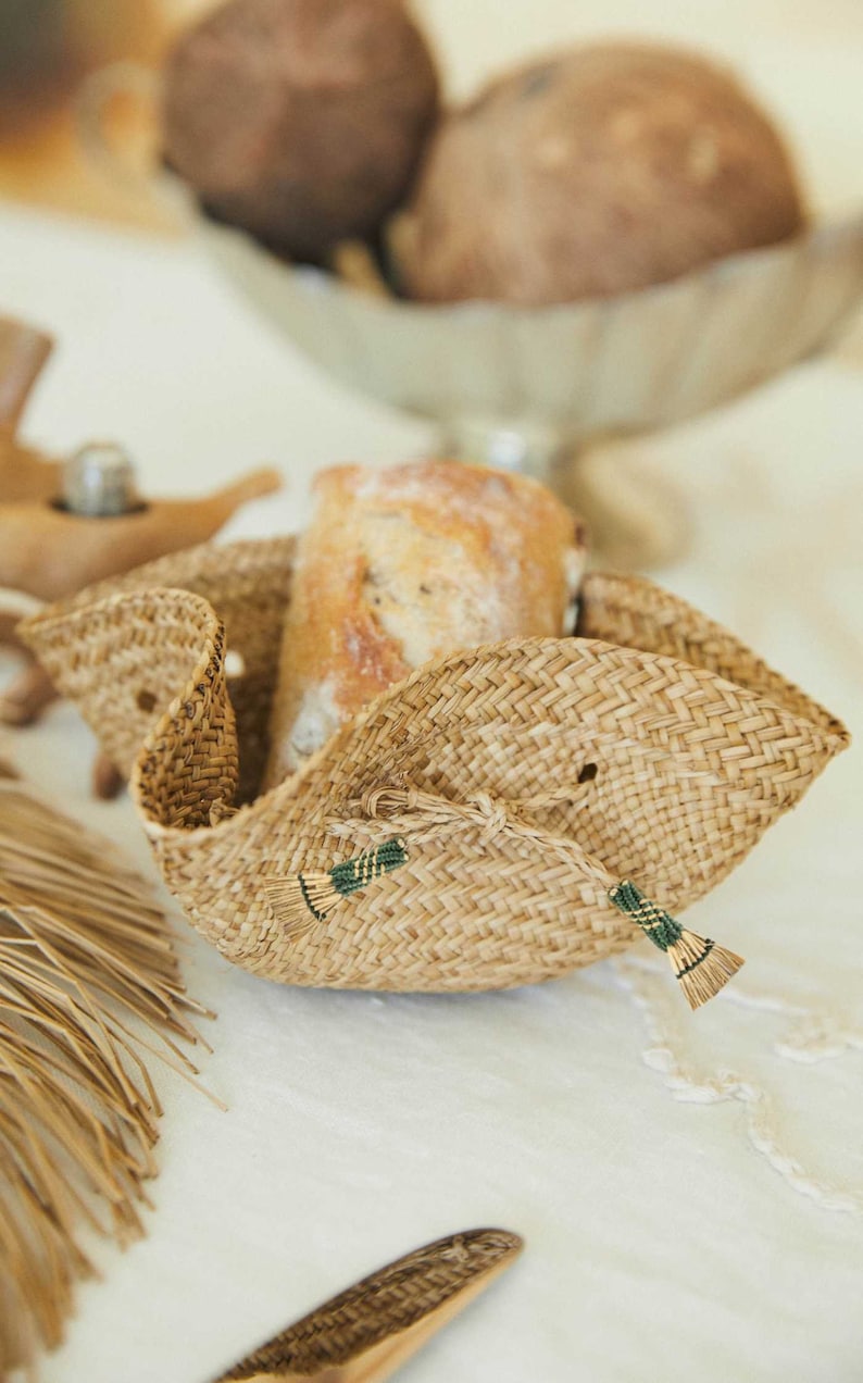 Woven Iraca/Straw Bread Basket Small & Large image 1