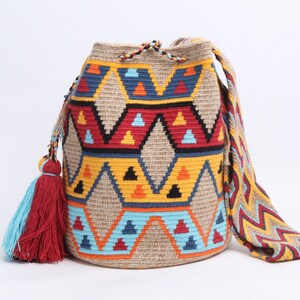 Bolso Wayuu Premium de Verano / Bandolera Grande Tejida a Crochet / Bolsos Artesanales / Carteras Etnicas / Artesania Colombiana / Bolsos Tejidos a Mano / Mochilas Wayuu