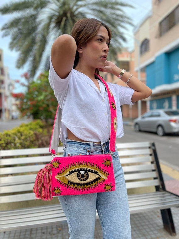 Pochette Evil Eye Rose Fluo Bandouli re Amovible Etsy France
