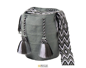 Sac à bandoulière Wayuu Mochila gris unicolore - Qualité supérieure