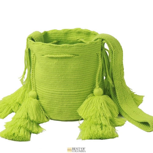 Medium lime buy Wayuu Mochila 4 Tassels - Crossbody