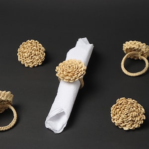 Flower Iraca Napkin Rings 2 Styles Thick & Thin Base - 6+ colors