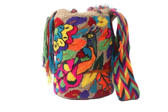 Colorfull Tapizada Wayuu Mochila Bag With Lining Large Birds Edition Etsy